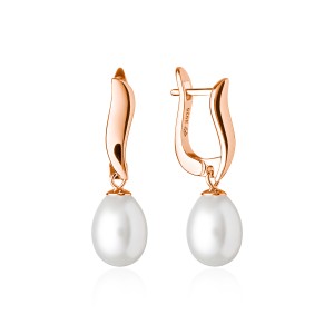 Cercei argint placati cu aur roz cu perle naturale albe si tortita DiAmanti SK21113GEL_W-G (Argint 925‰ 2,3 g.)